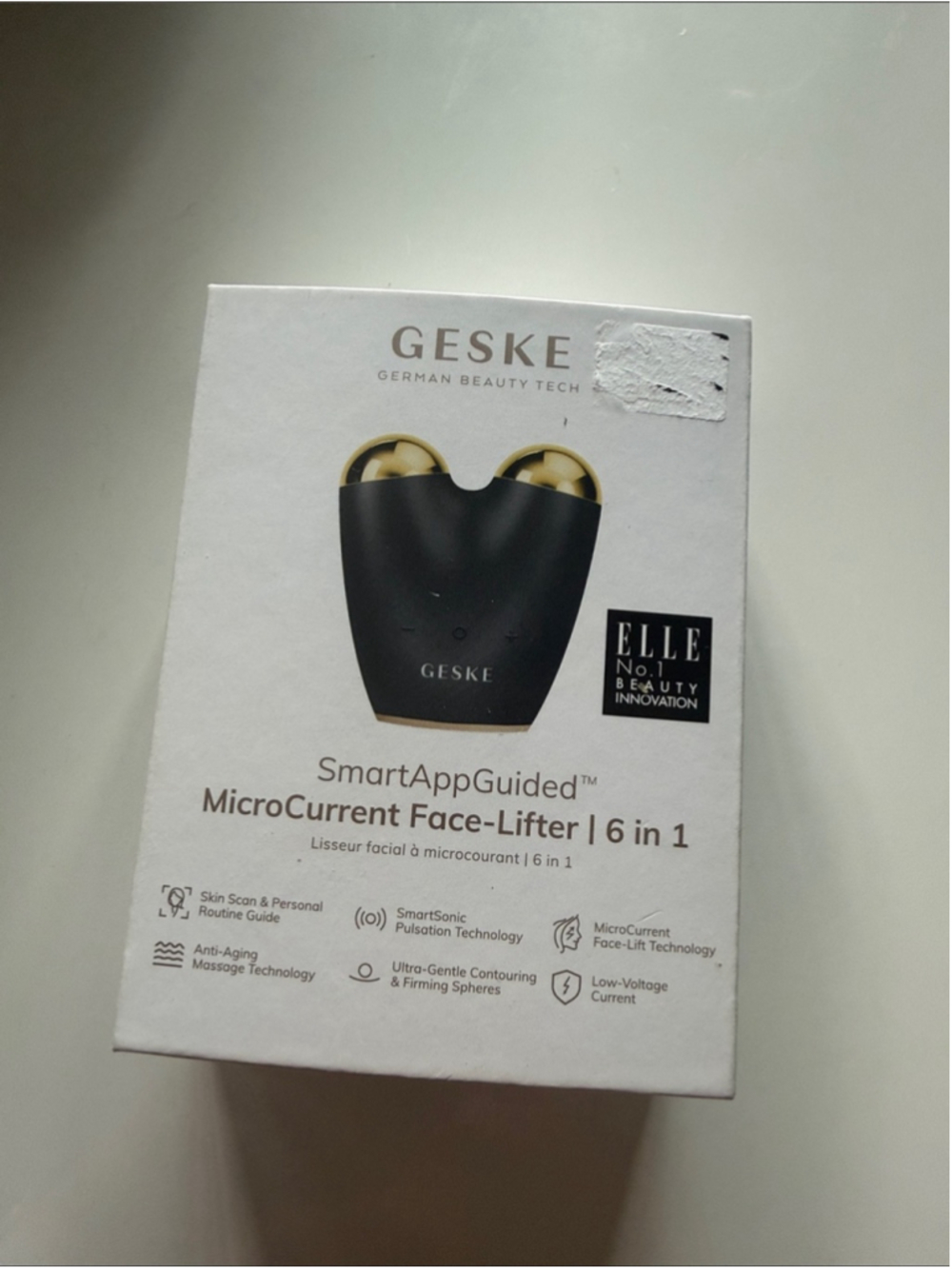 GESKE SmartAppGuided MicroCurrent Face-Lifter in Black & Gold BNWB
